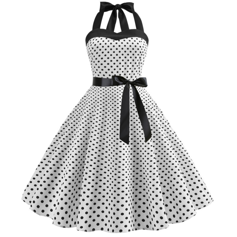 Halter polka dot vintage dress
