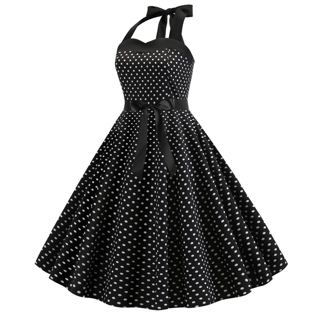 Halter polka dot vintage dress