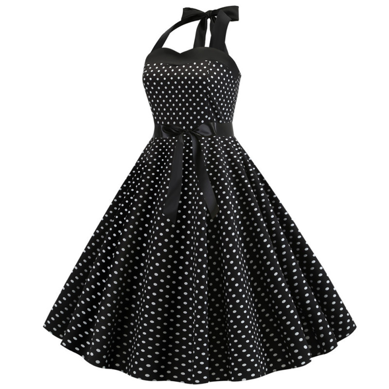Halter polka dot vintage dress