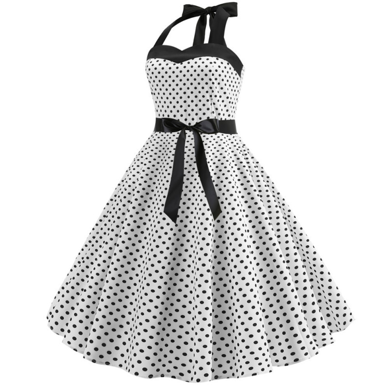 Halter polka dot vintage dress