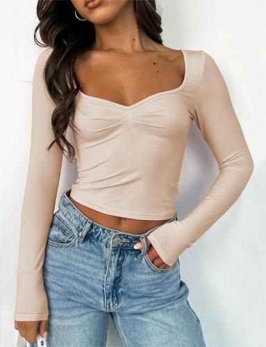 Long-sleeved crop knitwear
