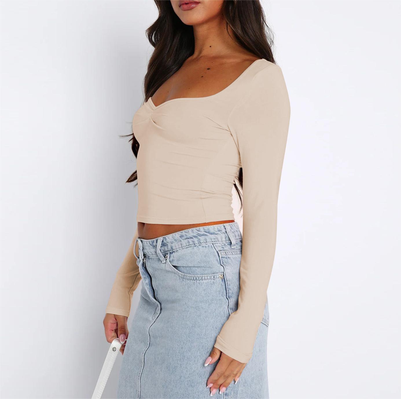 Long-sleeved crop knitwear