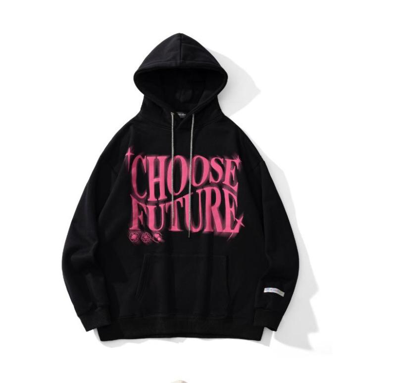 Printed loop cloth and fleece hoodie