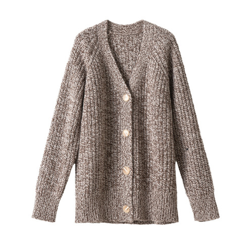 Cardigan soft waxy sweater with long sleeves