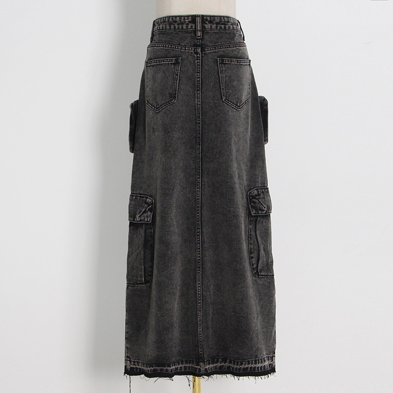 Patchwork pocket skirt girl
