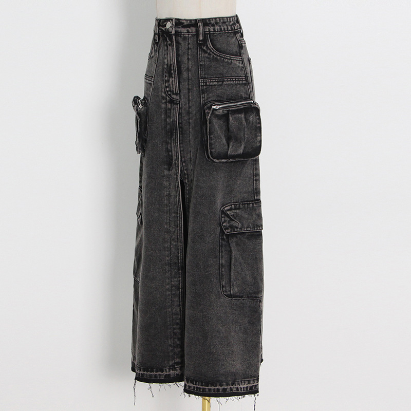 Patchwork pocket skirt girl