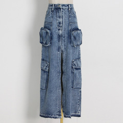 Patchwork pocket skirt girl