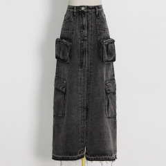 Patchwork pocket skirt girl