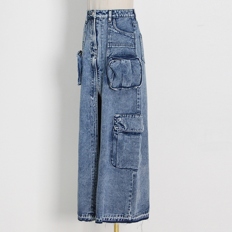 Patchwork pocket skirt girl