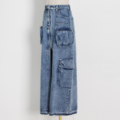 Patchwork pocket skirt girl