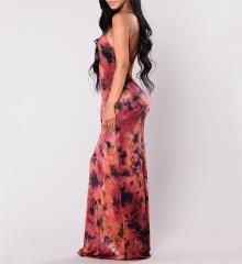 Halter print fishtail dress