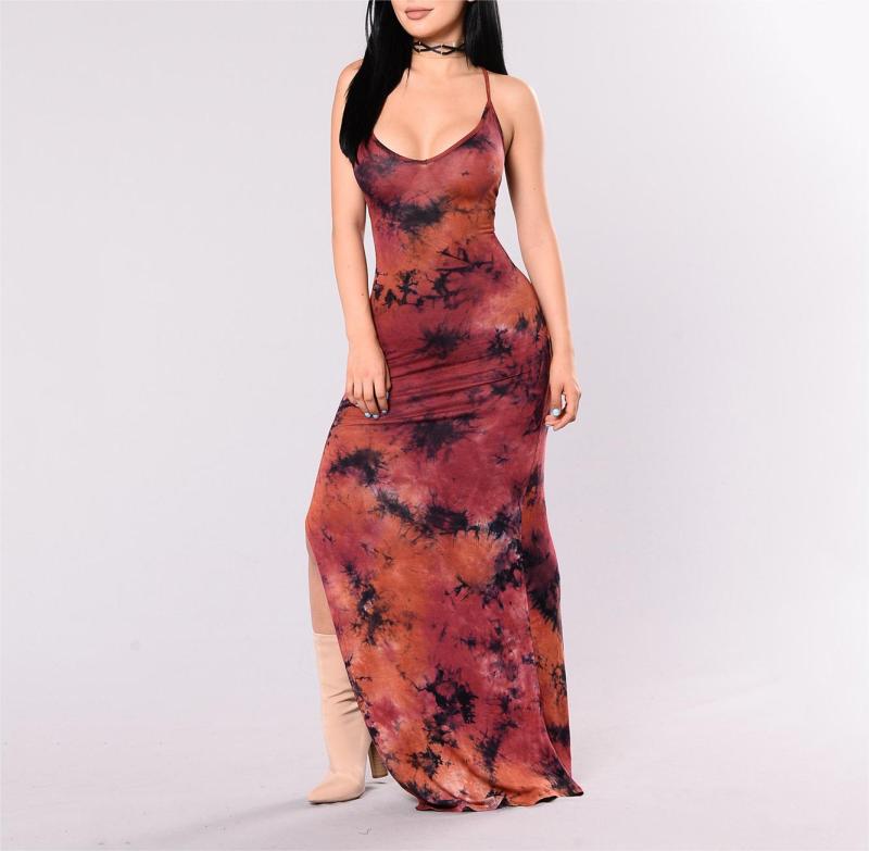 Halter print fishtail dress
