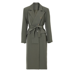 Long trench coat women's grey-green coat