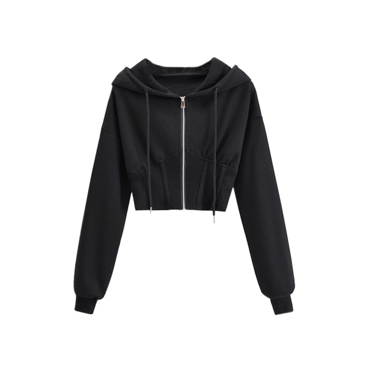 Sport hooded zipper hoodie coat lady