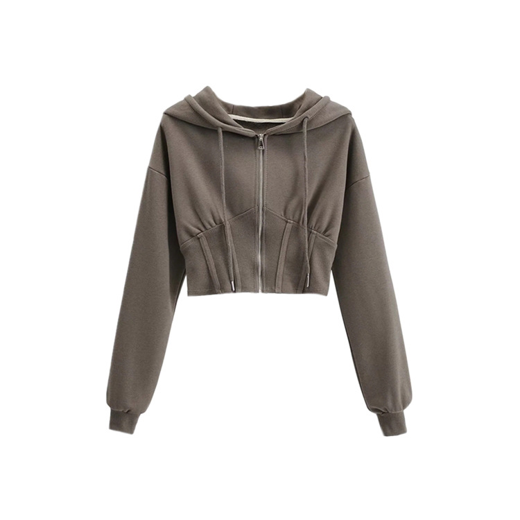 Sport hooded zipper hoodie coat lady