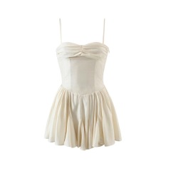 Sexy pleated strapless halter dress