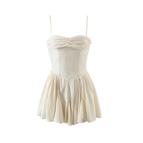 Sexy pleated strapless halter dress