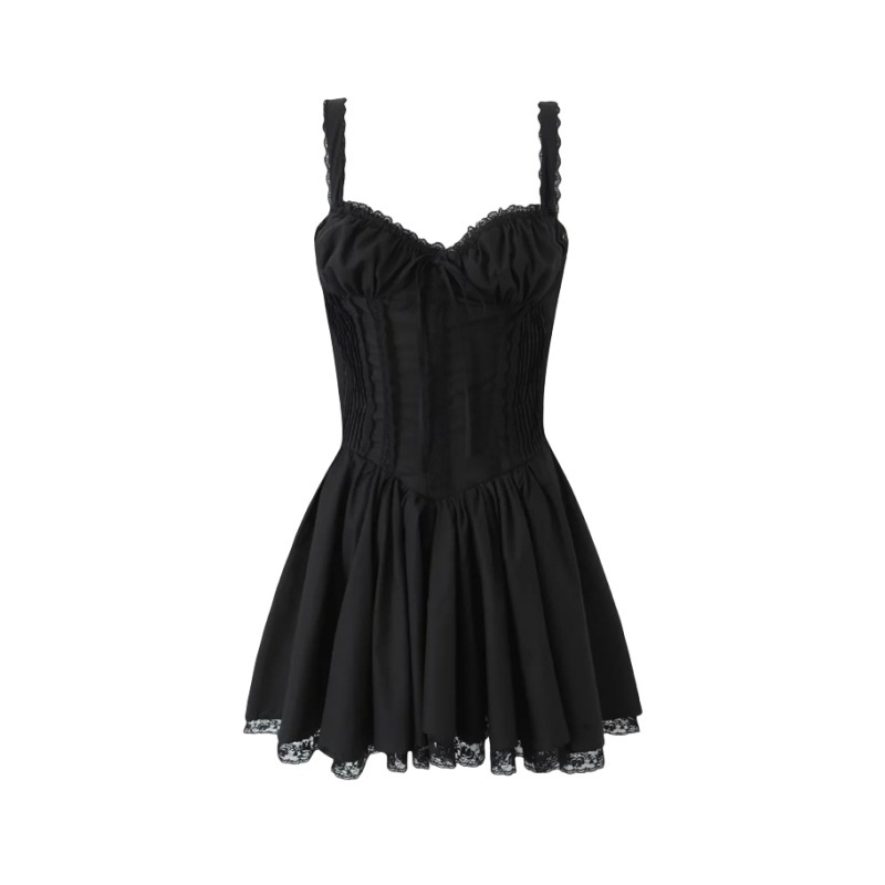 Lace dress with suspenders