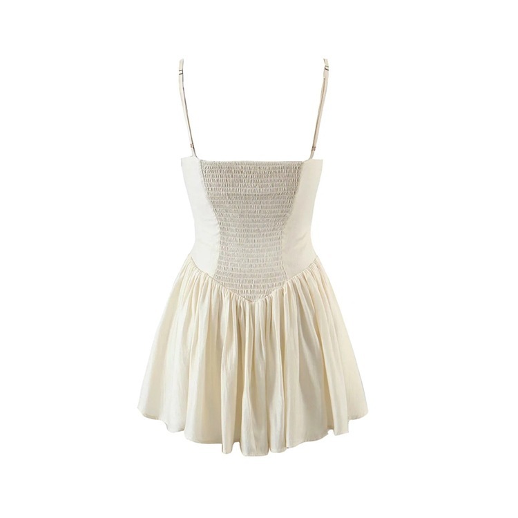 Sexy pleated strapless halter dress