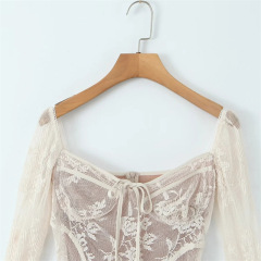 Lace dress with flared sleeves