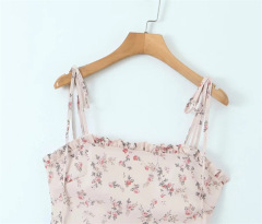 Fresh floral slim-fit slip dress
