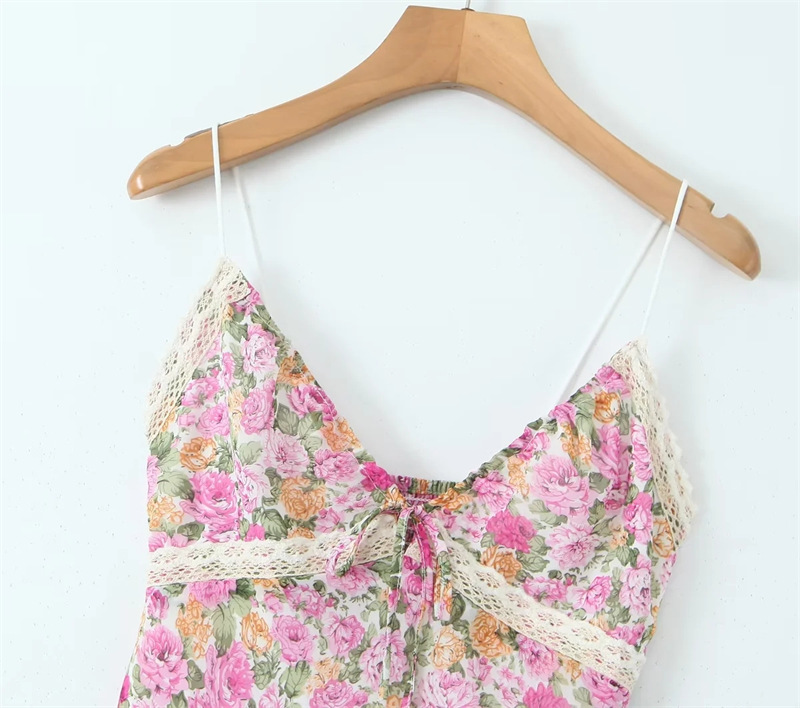 Lace halter print dress