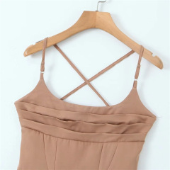 Cross back halter dress