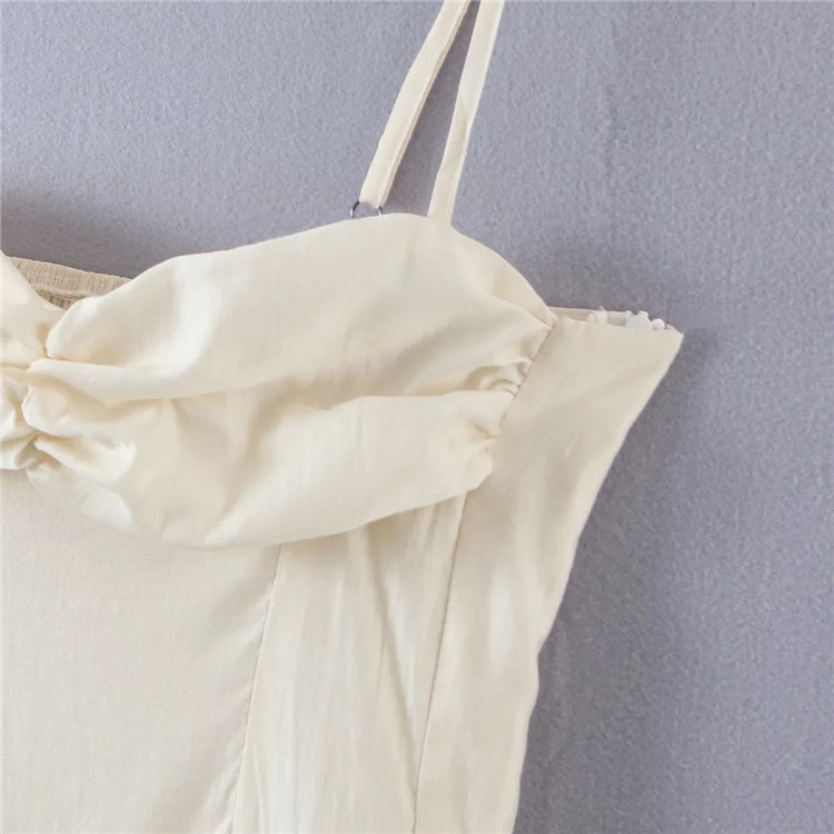 Sexy pleated strapless halter dress