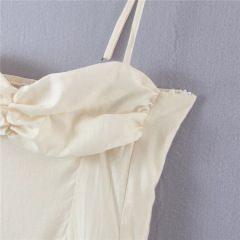 Sexy pleated strapless halter dress