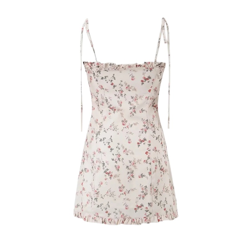 Fresh floral slim-fit slip dress