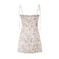 Fresh floral slim-fit slip dress