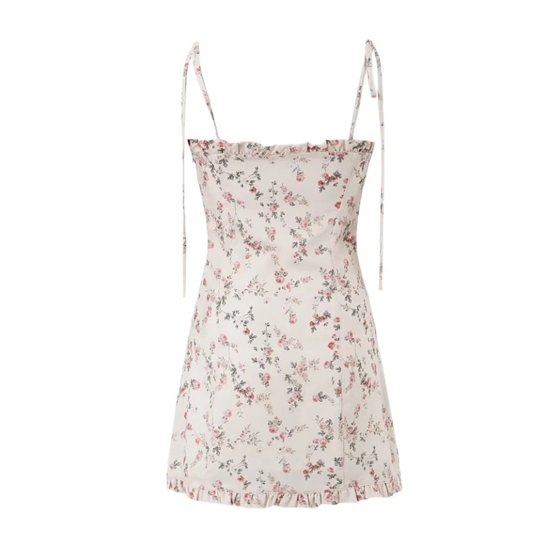 Fresh floral slim-fit slip dress