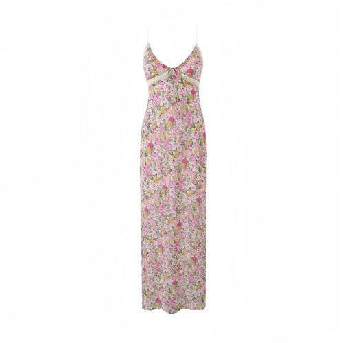 Lace halter print dress