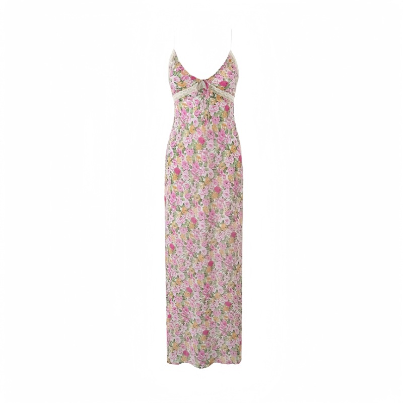 Lace halter print dress