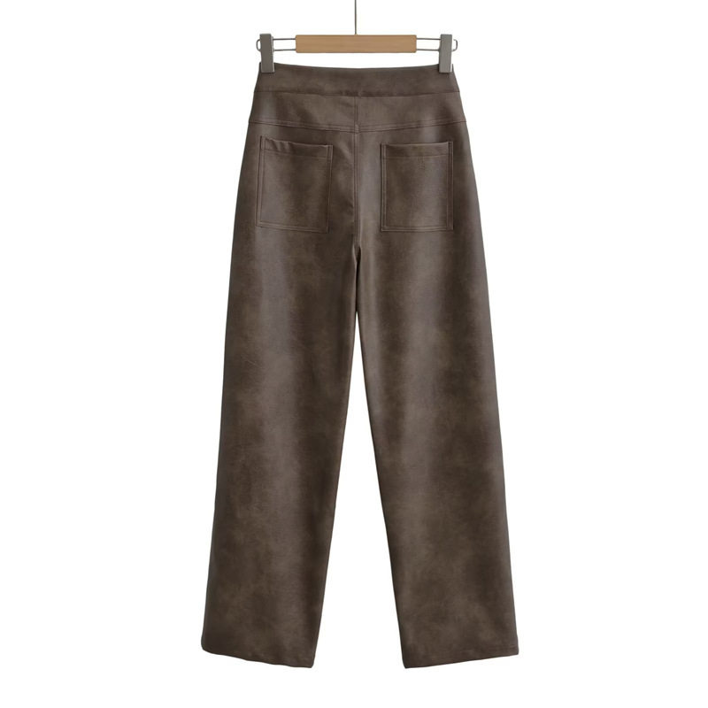 Straight leg cool drag leather pants