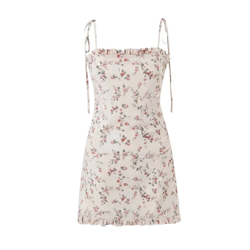 Fresh floral slim-fit slip dress