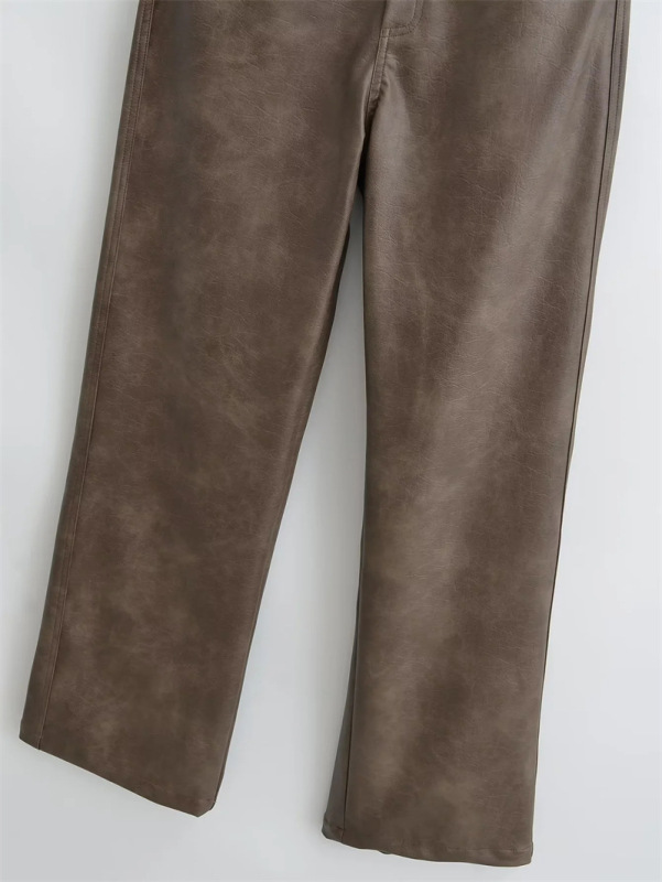 Straight leg cool drag leather pants