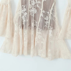 Lace dress with flared sleeves