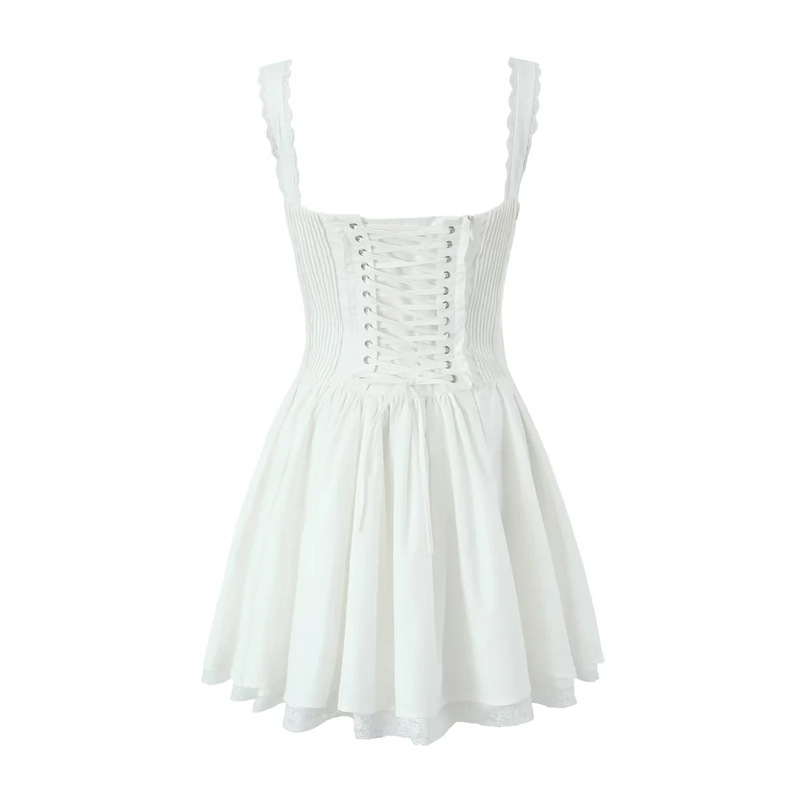 Lace dress with suspenders