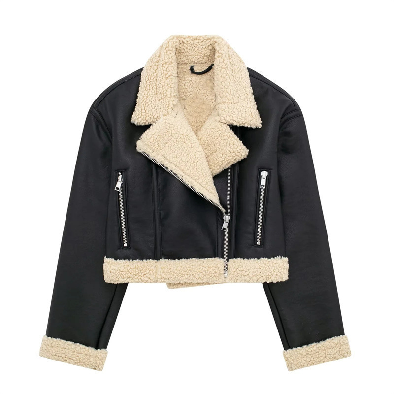 Vintage double-sided fleece leather jacket
