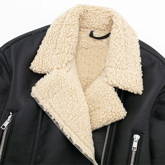 Vintage double-sided fleece leather jacket
