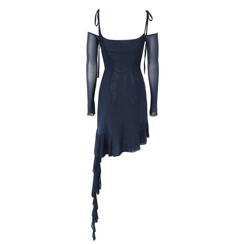 Spice Girl line neck long sleeve peplum dress
