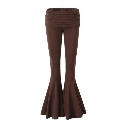 Tight pleated low-rise oversized bell bottoms