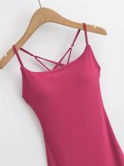 Sexy cross backless tight wrap hip halter fishtail dress