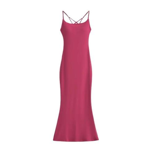 Sexy cross backless tight wrap hip halter fishtail dress