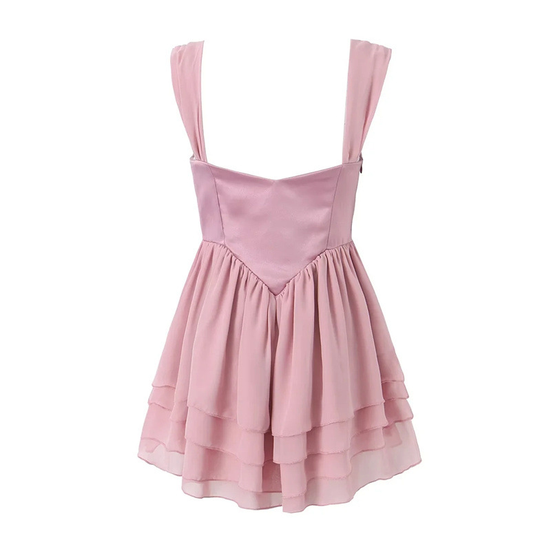 Sexy V-neck strappy tiered Spice slip dress