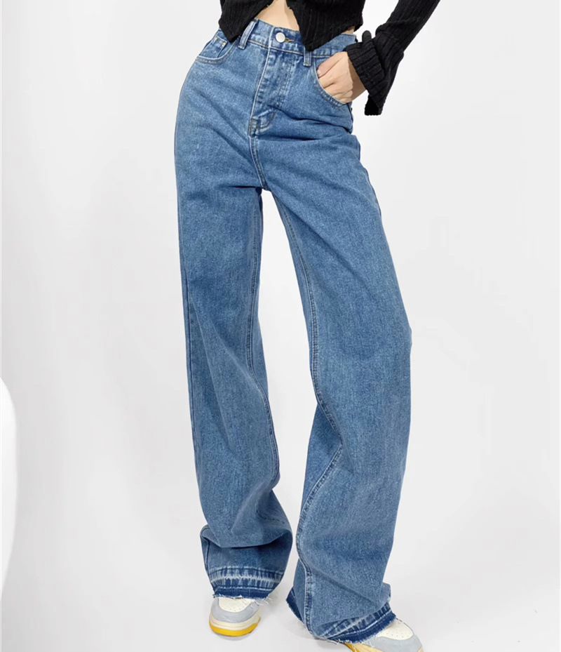 High-waisted wide-leg floor-length jeans