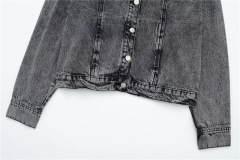 Stud trim patchwork denim jacket