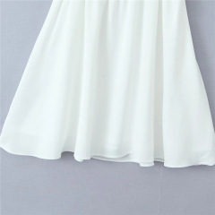 Halter dress with square neck puffed sleeves