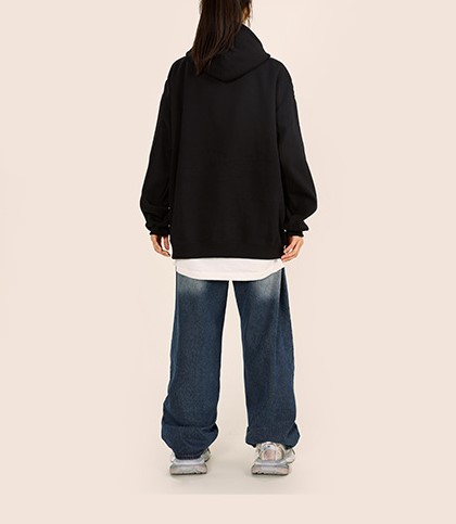 Vintage letter pattern printed hooded high street couple hoodie
